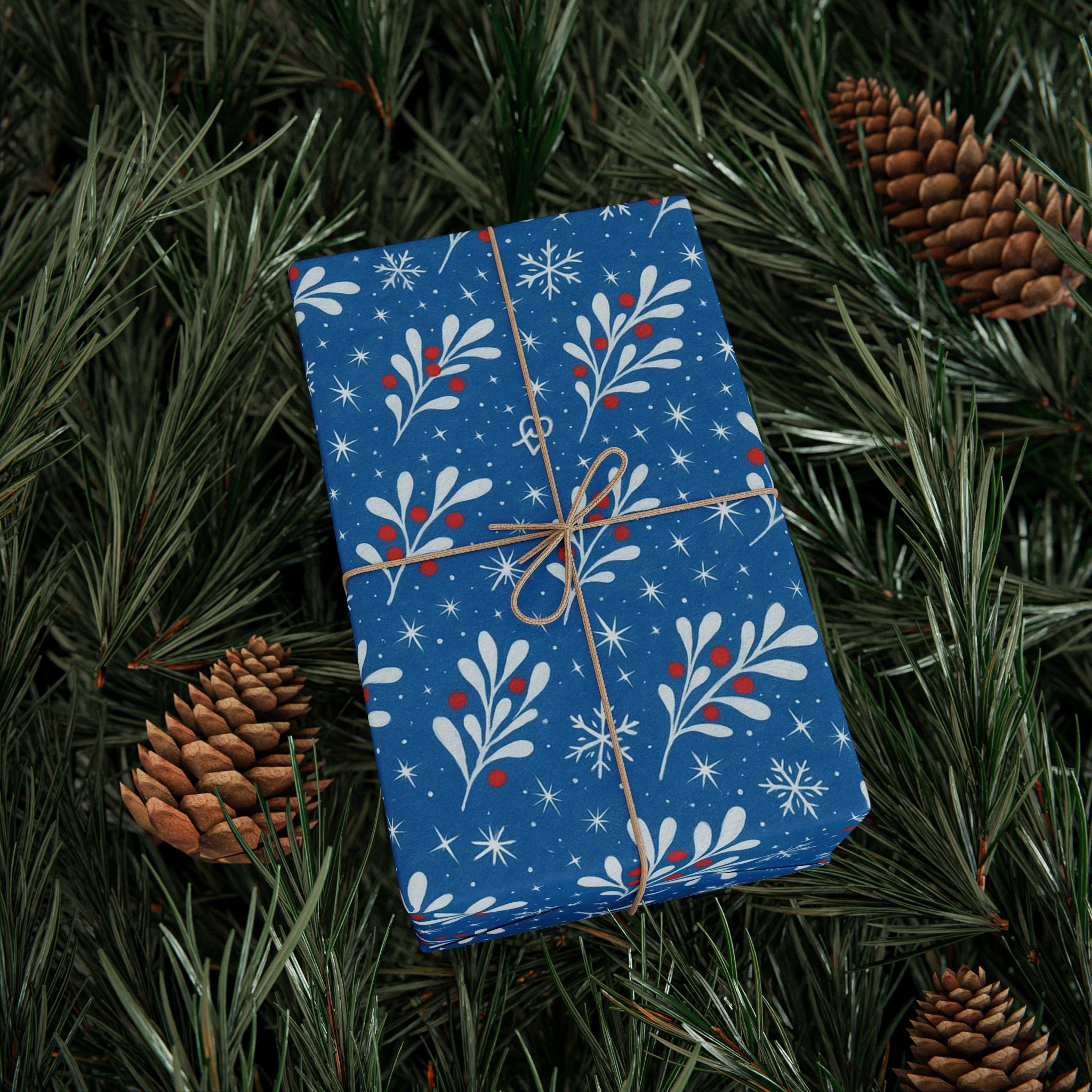 Christmas Wrapping Paper ー Mistletoe Blue