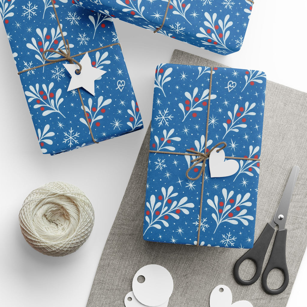 Christmas Wrapping Paper ー Mistletoe Blue