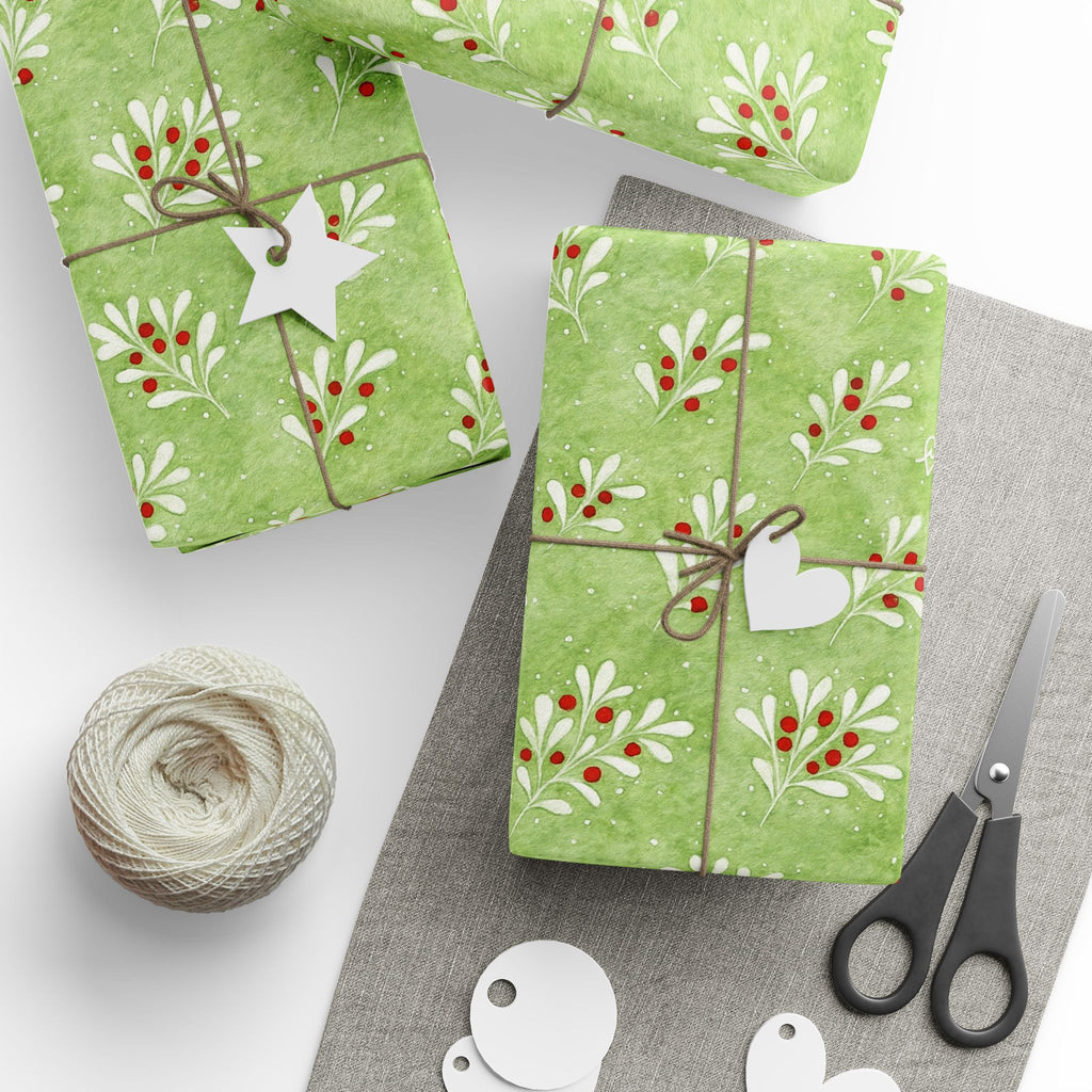 Christmas Wrapping Paper — Mistletoe Green