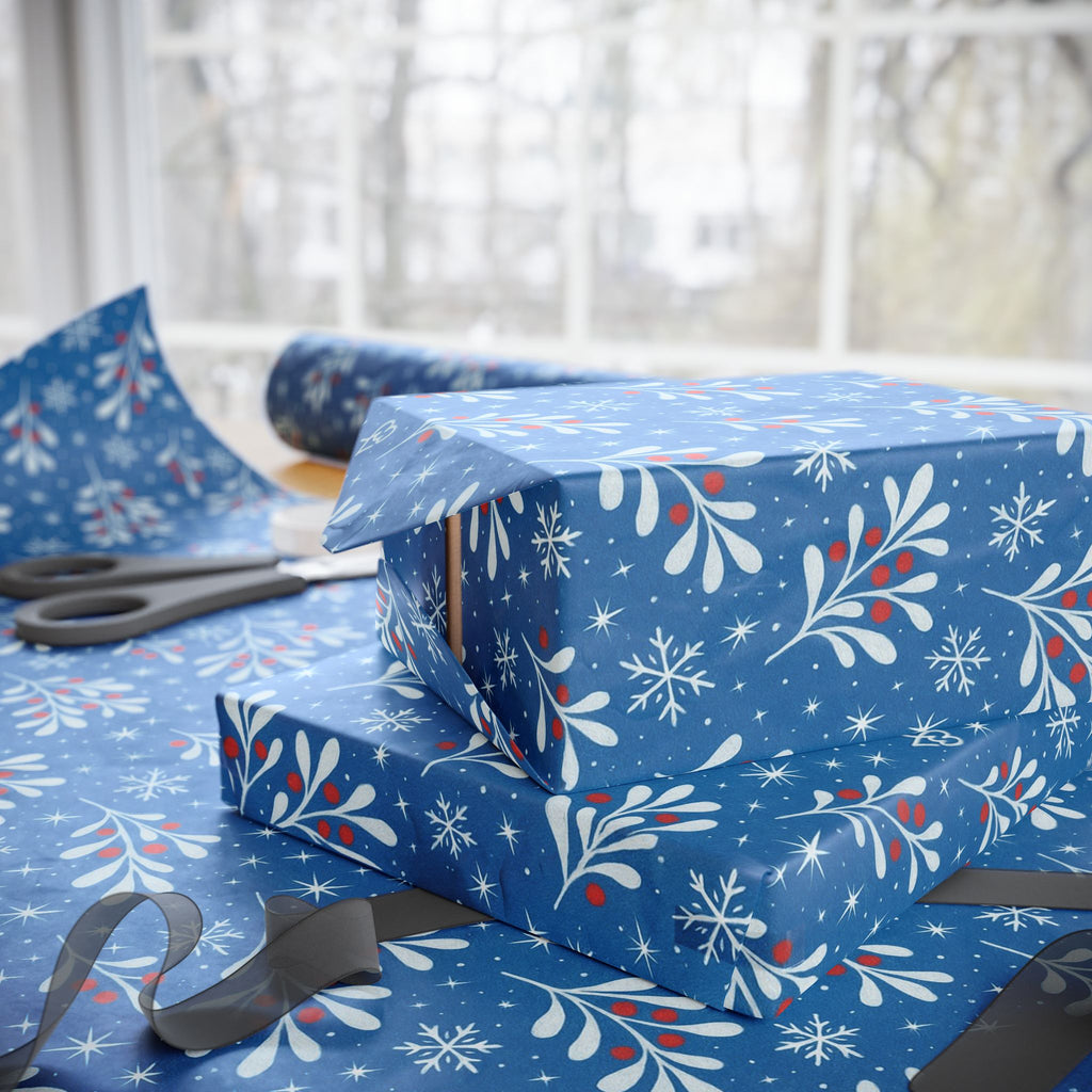 Christmas Wrapping Paper ー Mistletoe Blue
