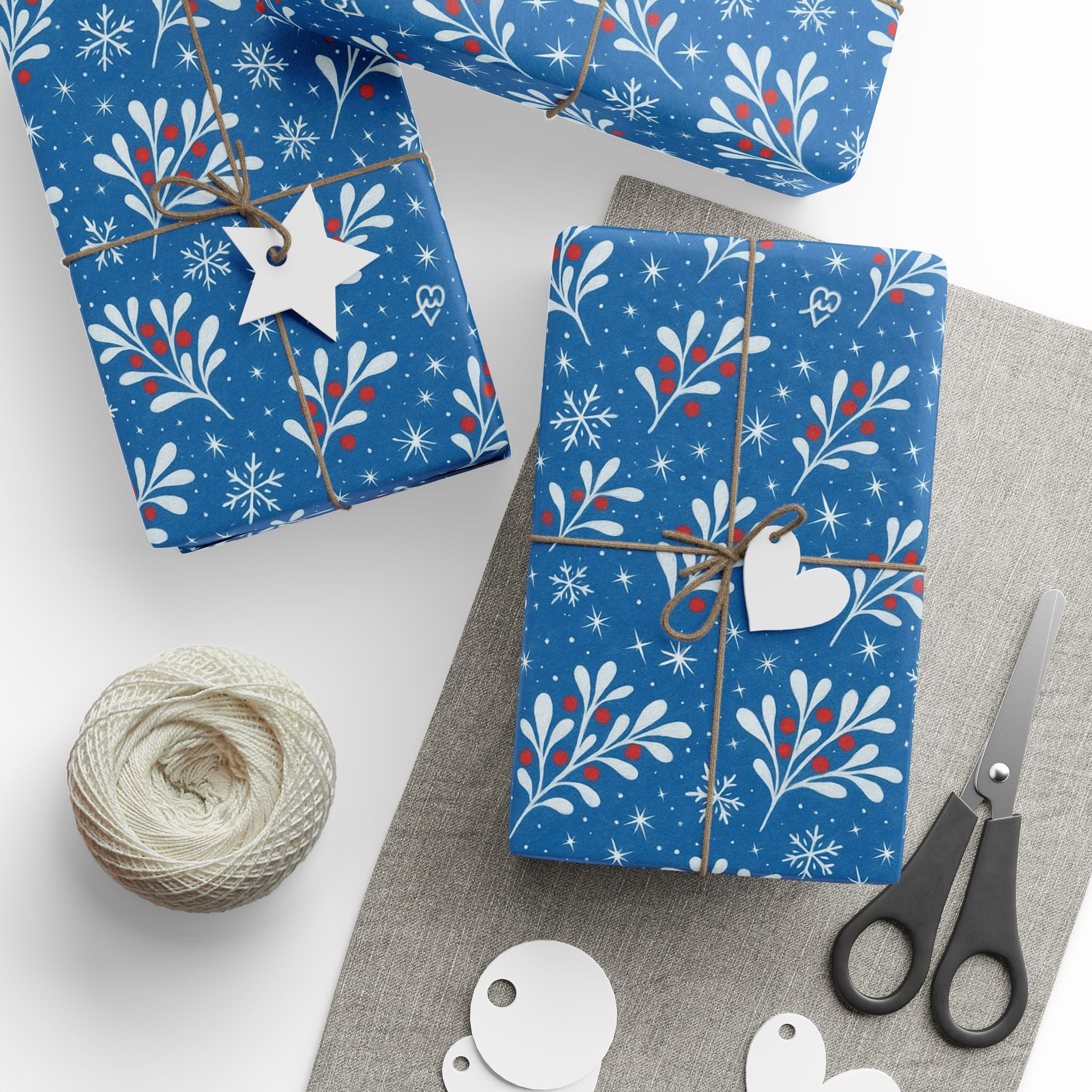 Christmas Wrapping Paper ー Mistletoe Blue