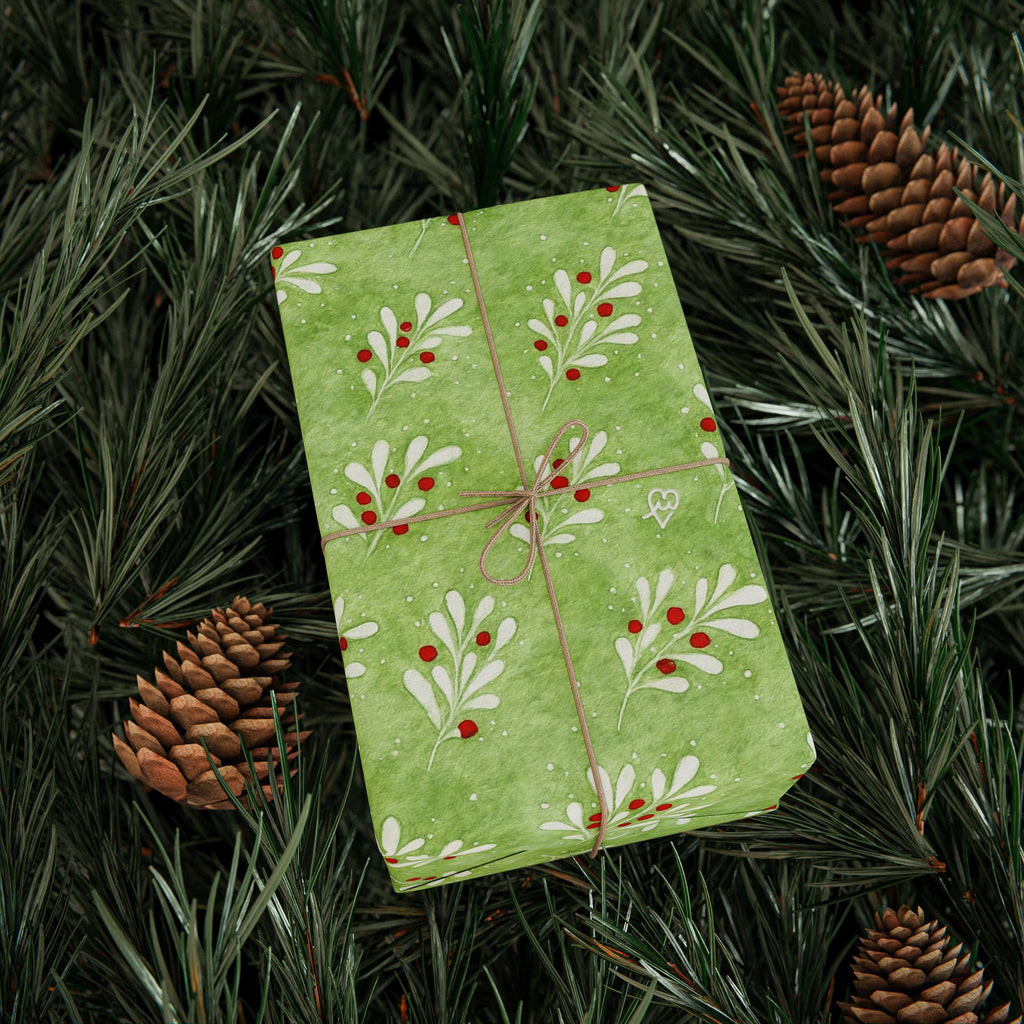 Christmas Wrapping Paper — Mistletoe Green