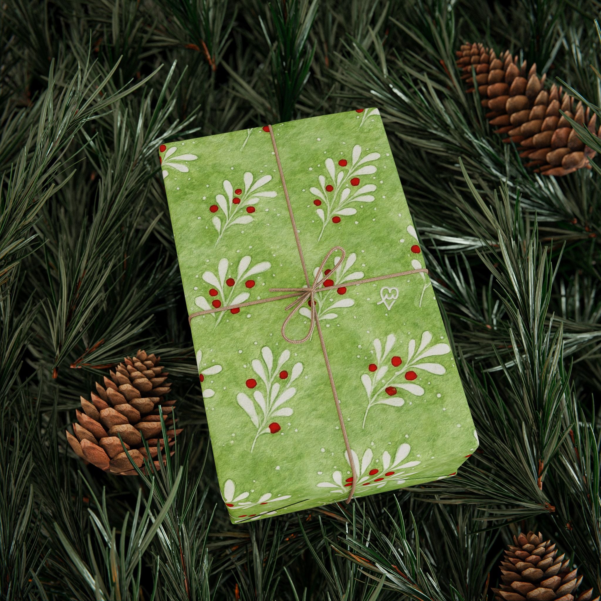 Christmas Wrapping Paper — Mistletoe Green