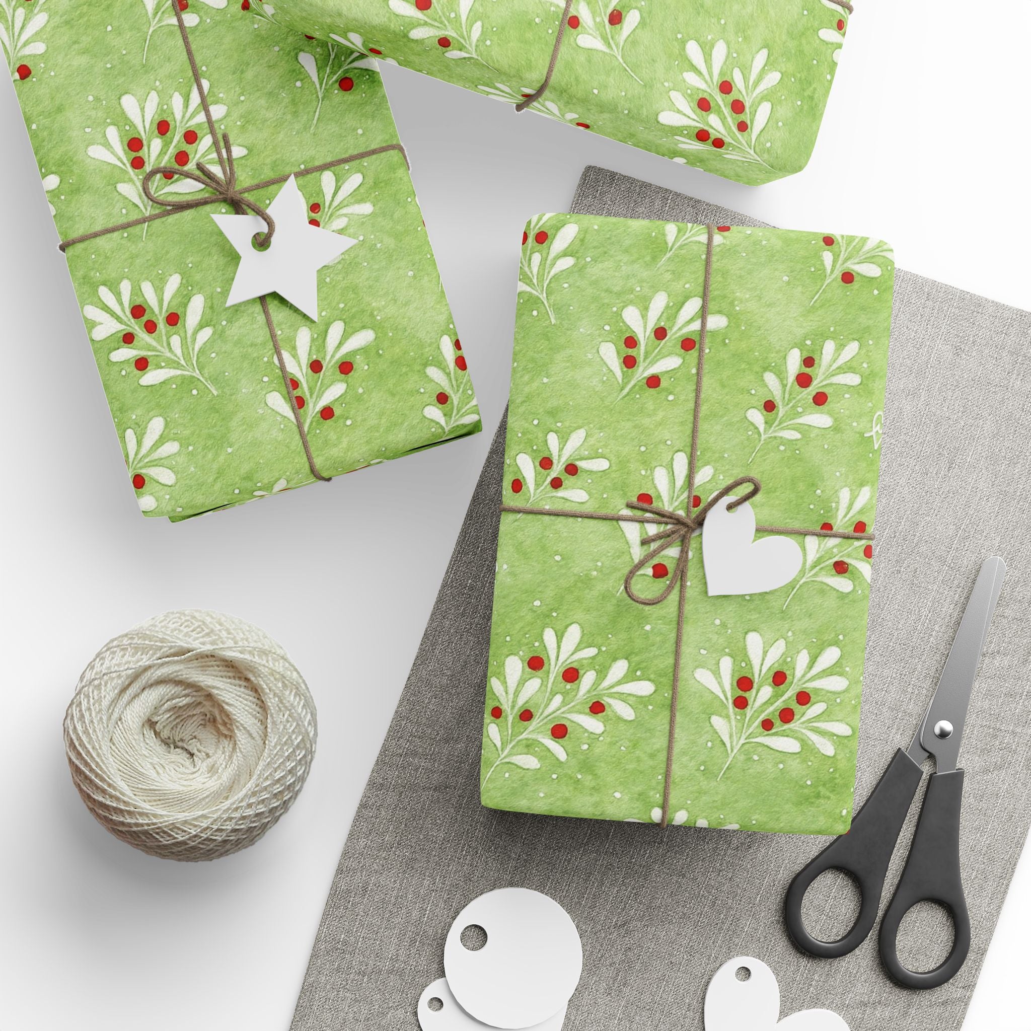 Christmas Wrapping Paper — Mistletoe Green